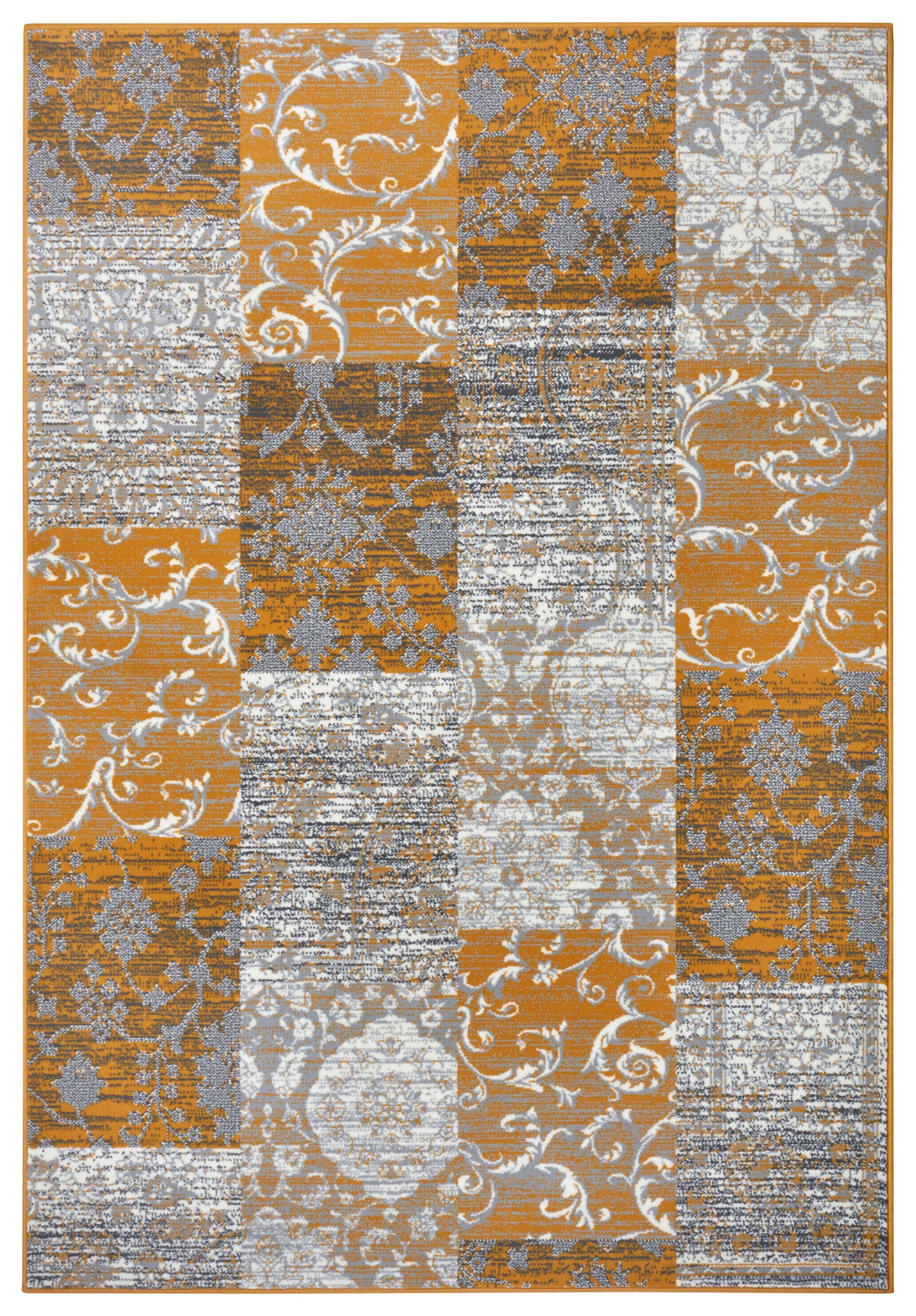 Trumpo plauko kilimas Bloques 200x290 cm, pilkas-auksinis