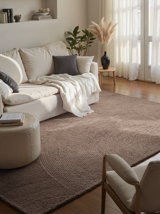 Trumpo plauko vilnonis kilimas Eleni 80x150 cm, rudas