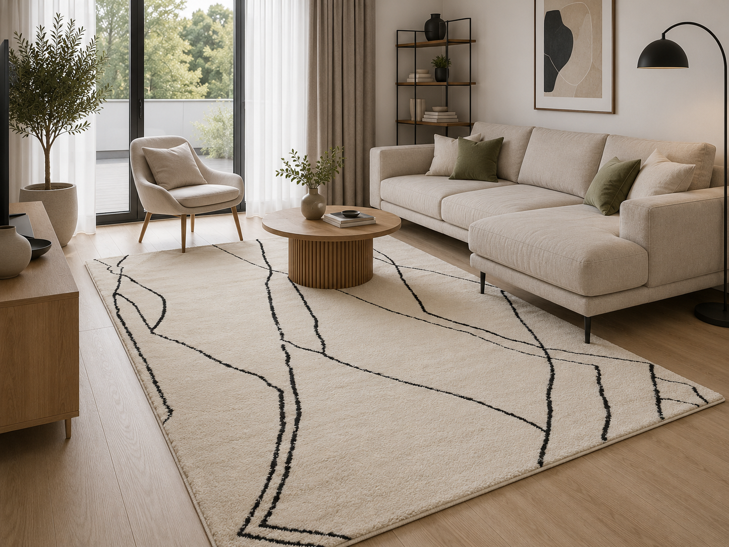 Trumpo plauko kilimas Ottera 160x230 cm., kreminis