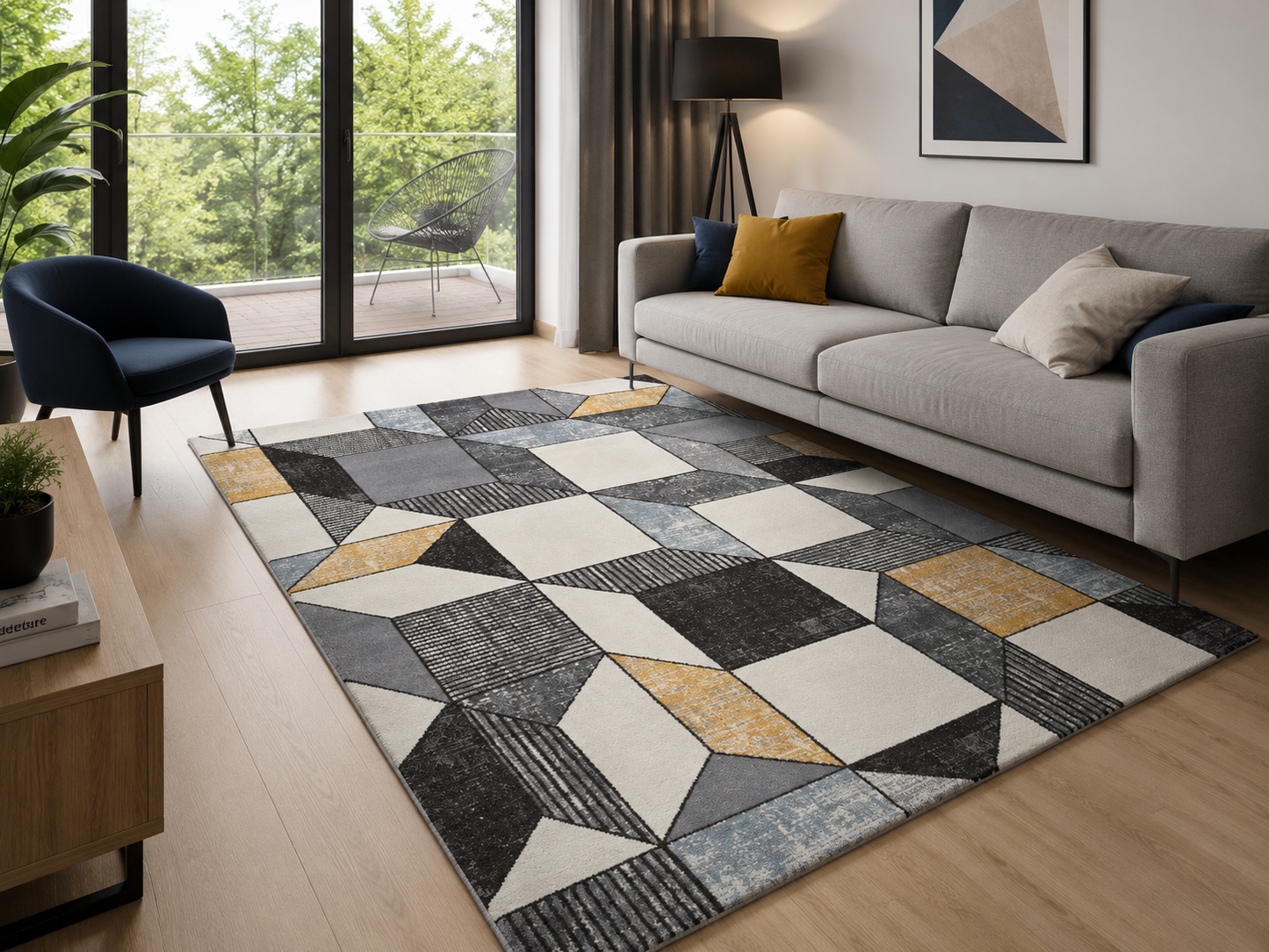 Trumpo plauko kilimas Gladys Graphic 160x230 cm., spalvotas